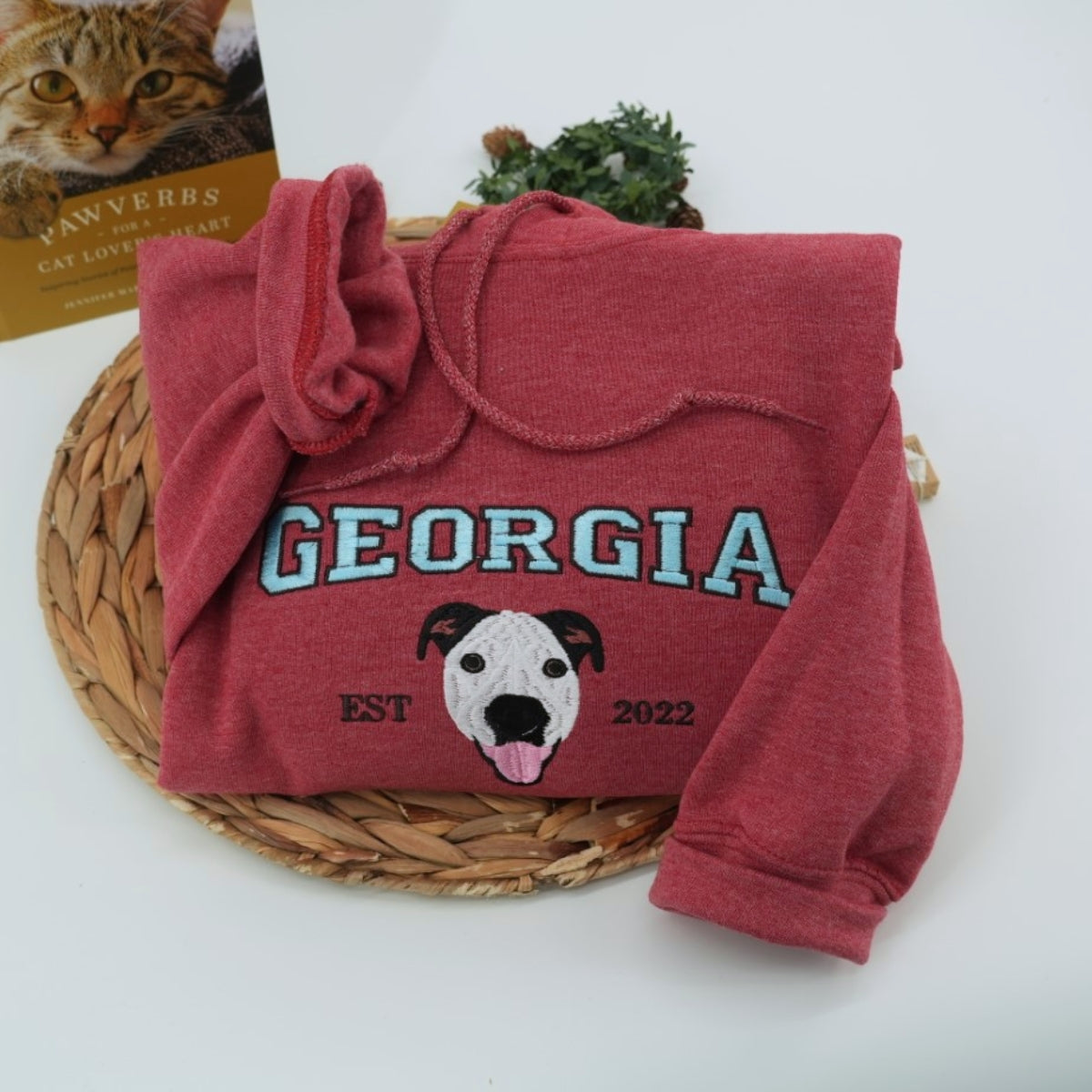 Varsity Pet Portrait Hoodies - Custom Dog Name Embroidered University Style Sweatshirts - College Pet Gift - Image 5