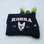 Varsity Pet Portrait Hoodies - Custom Dog Name Embroidered University Style Sweatshirts - College Pet Gift - Image 12