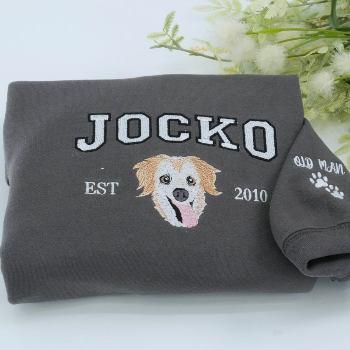 Varsity Pet Portrait Hoodies - Custom Dog Name Embroidered University Style Sweatshirts - College Pet Gift - Image 9