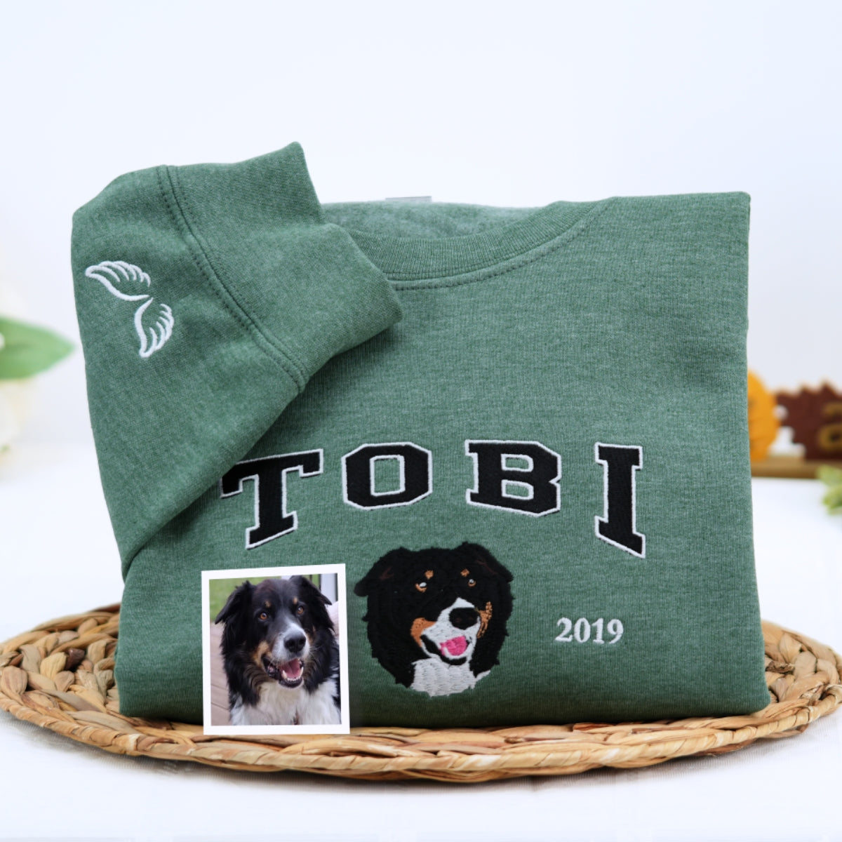 Varsity Pet Portrait Hoodies - Custom Dog Name Embroidered University Style Sweatshirts - College Pet Gift - Image 2